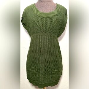 Juniors Mudd Scoop Neck Olive Green Short Sleeve Knit Sweater Dress Size L